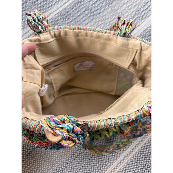 Cappelli Straworld Woven Rafia Beaded Shouder Bag Colorful Boho Beach Summer - Picture 8 of 10